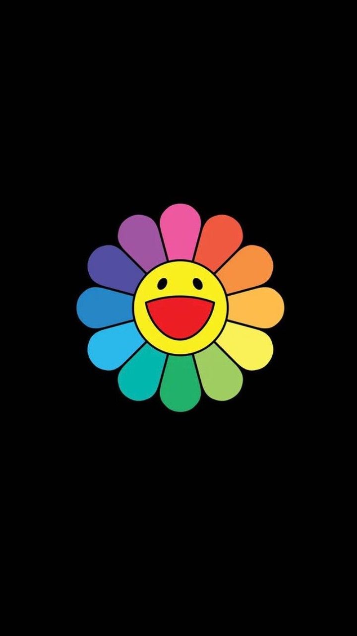 720x1280 Murakami Flower Funky Black Wallpaper. Takashi murakami art, Kaws iphone wallpaper, Colorful flower