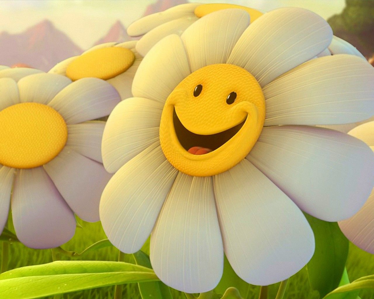 1280x1024 Wallpaper flowers, smile, chamomile for mobile and desktop, section настроения, resolution 1280x1024