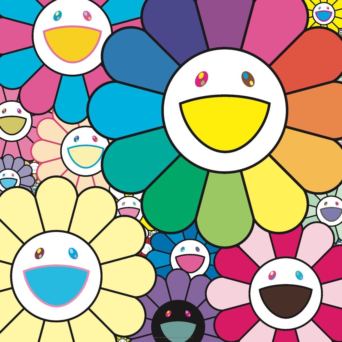 1200x1200 Takashi Murakami Lots of Flowers print ED 300 Authentic zingaro