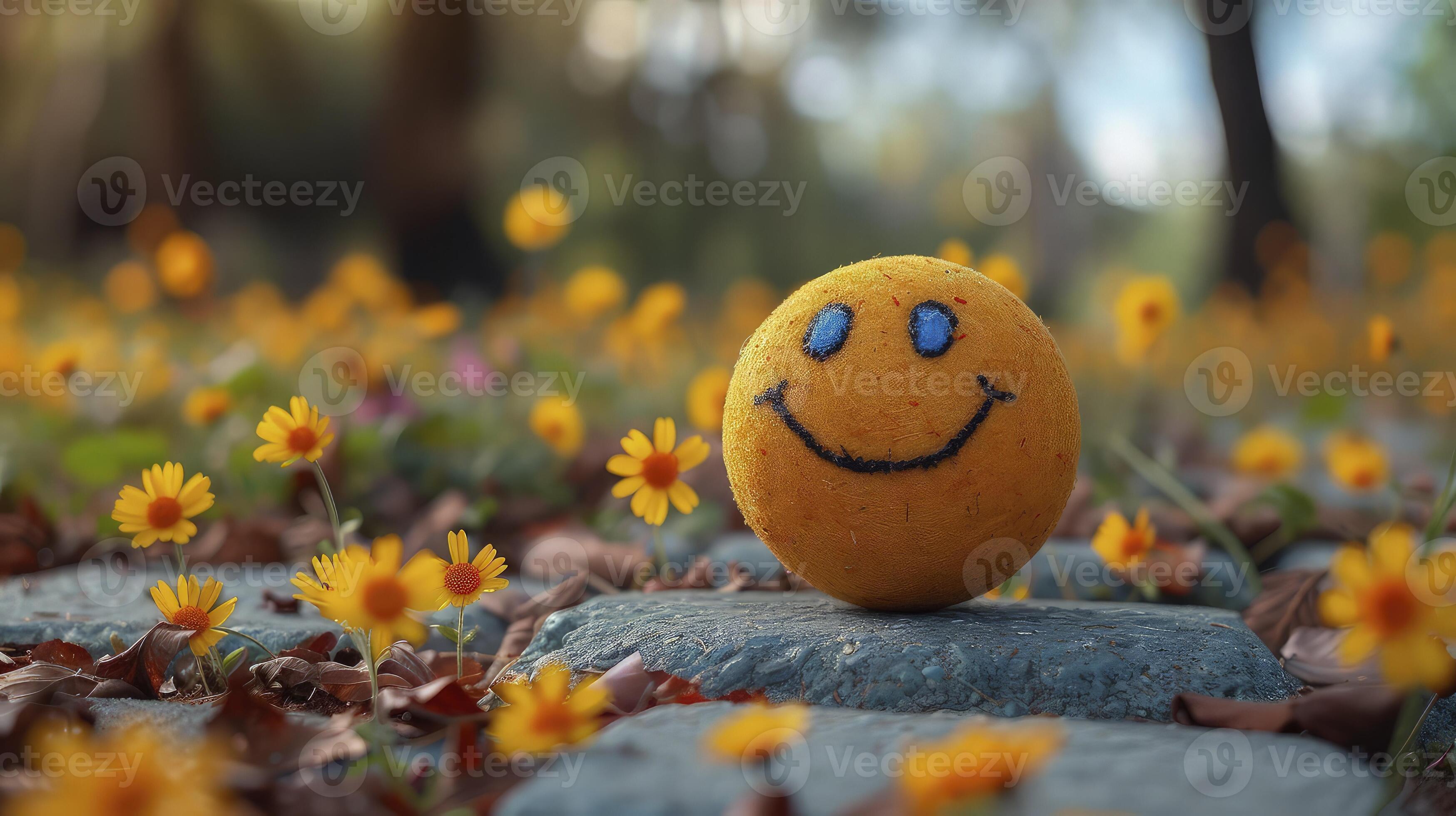 3497x1960 Smiley face in the flowers wallpaper