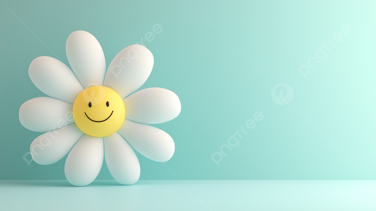 1200x675 Flowers Smiling Face Spring Cartoon Green 3D Background, The Flowers, Smiley Face, Spring Background Image And Wallpaper for Free Download