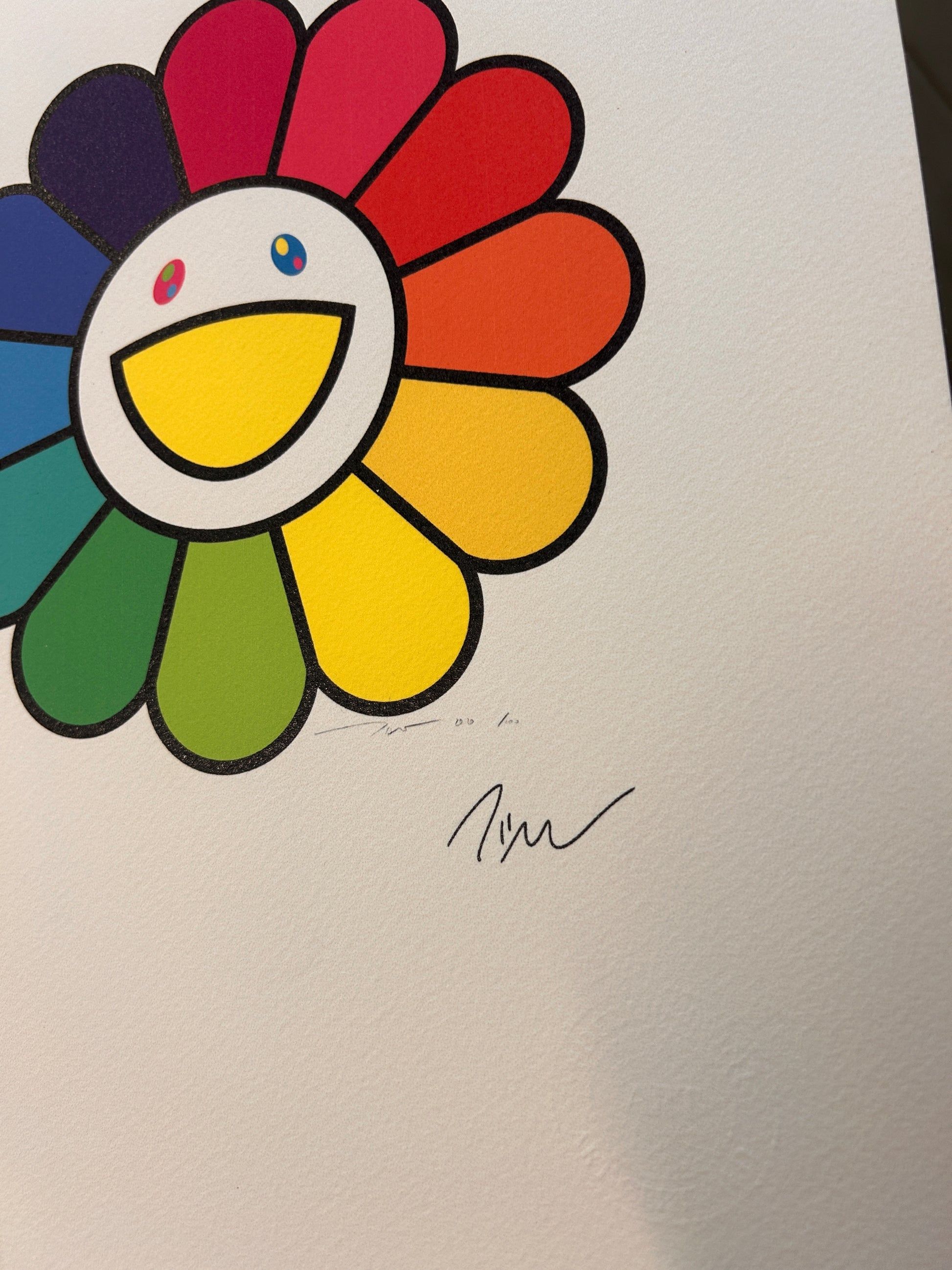 1946x2595 Takashi MURAKAMI screen print, Smile on, Rainbow flower