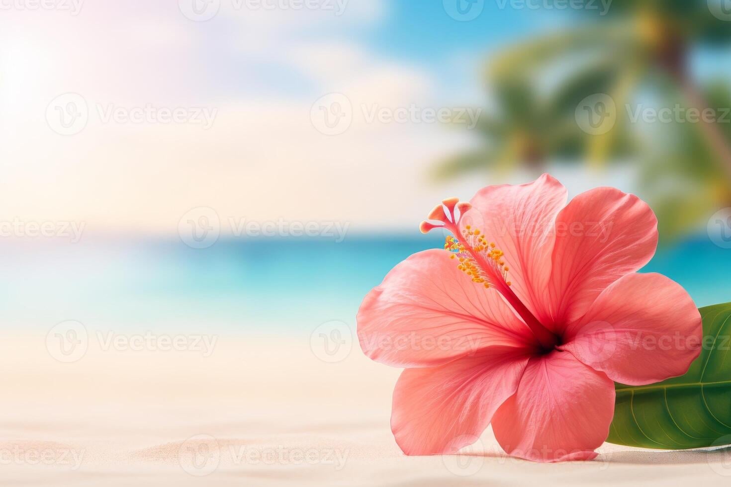 1470x980 Vibrant Tropical Hibiscus Flower on Beach