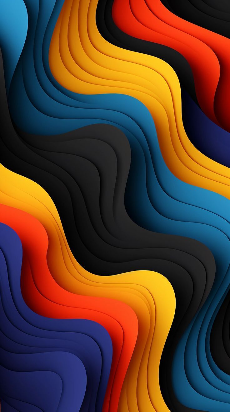 736x1313 Colorful Abstract Wallpaper for Your Phone. Orange 3D wallpaper, Red blue yellow waves, Colorful wavy