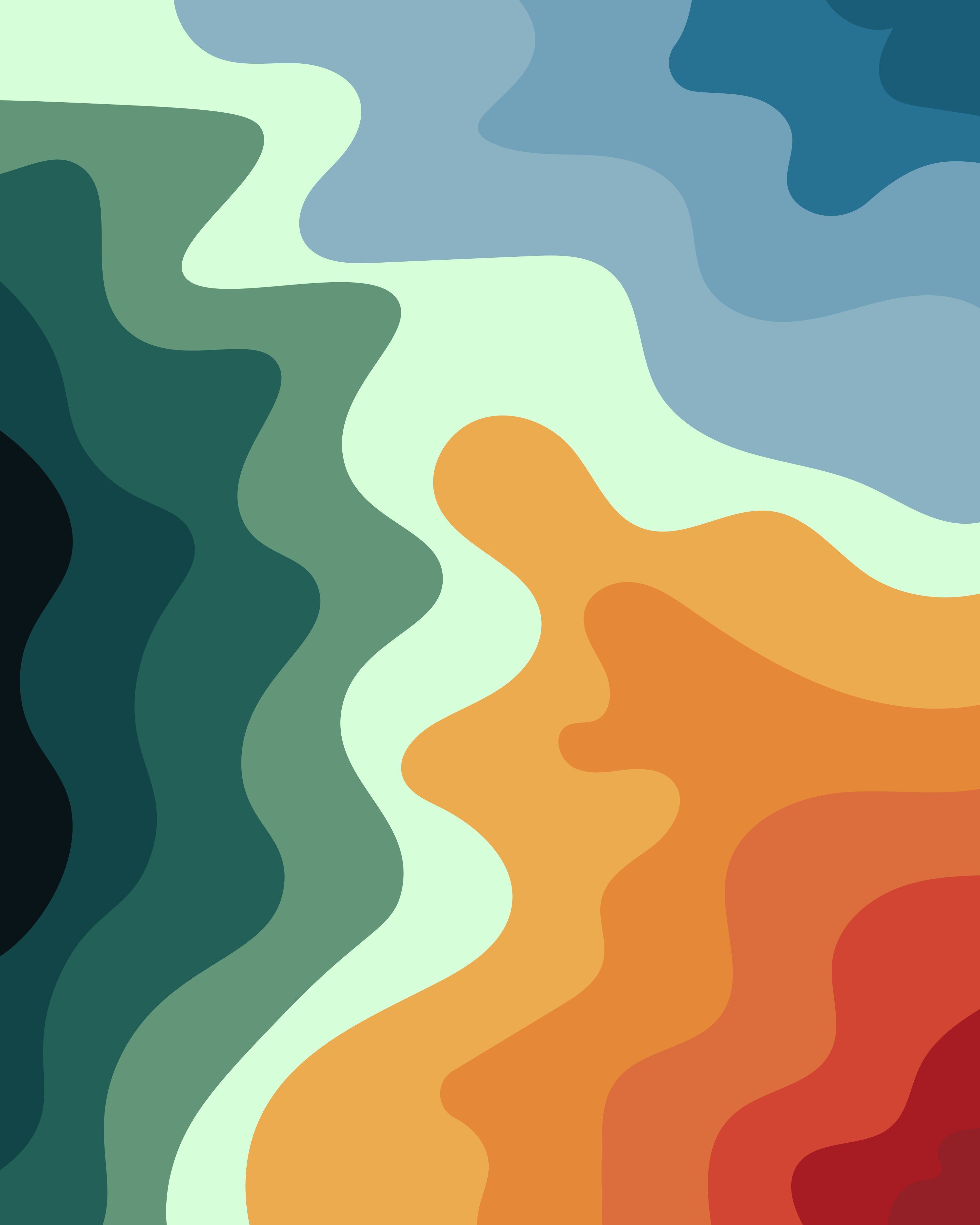 3000x3750 Abstract landscape with layered, colorful shapes. vector