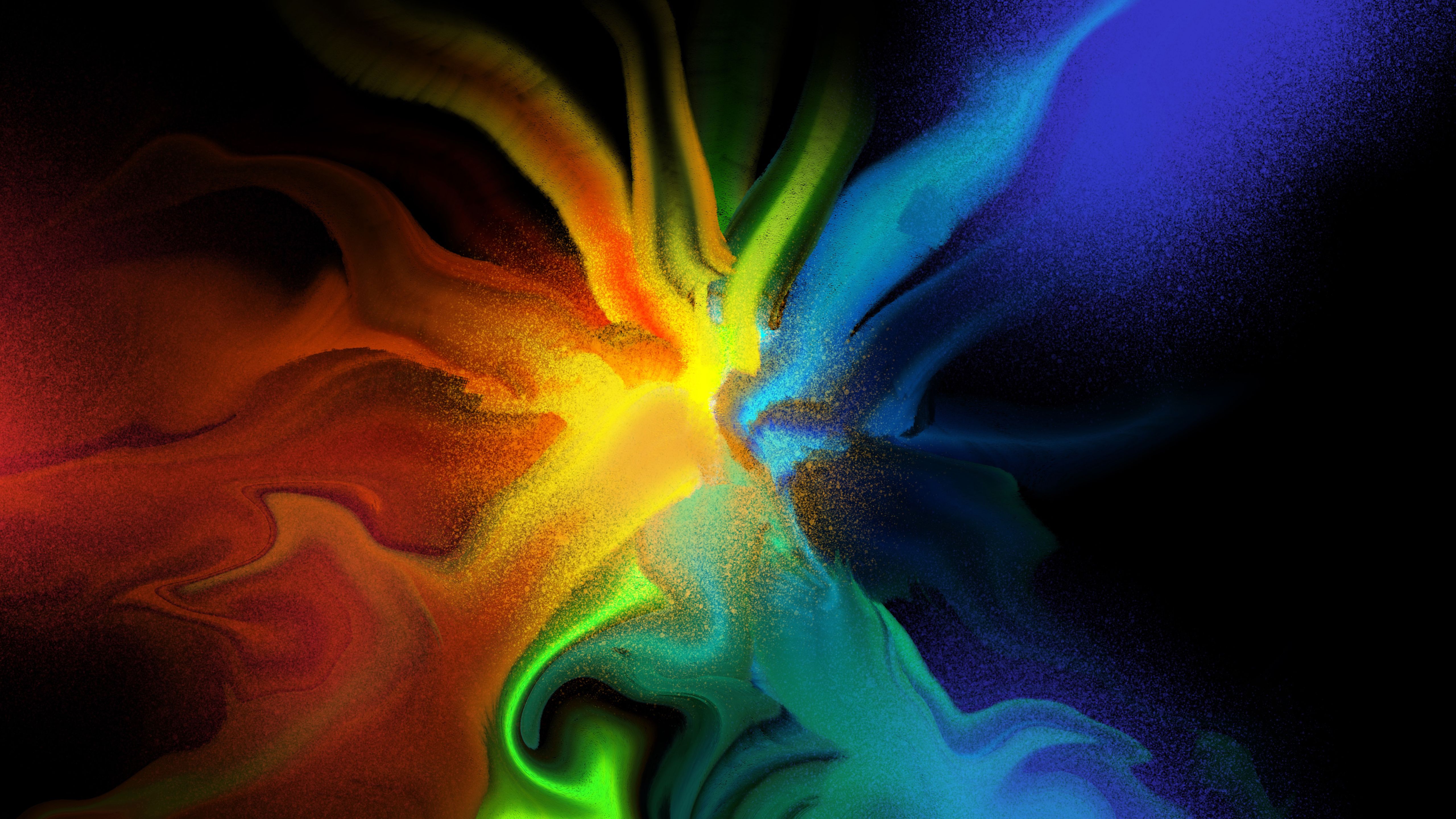5120x2880 Colorful Rainbow Dark Background Abstraction 4K 5K HD Abstract Wallpaper