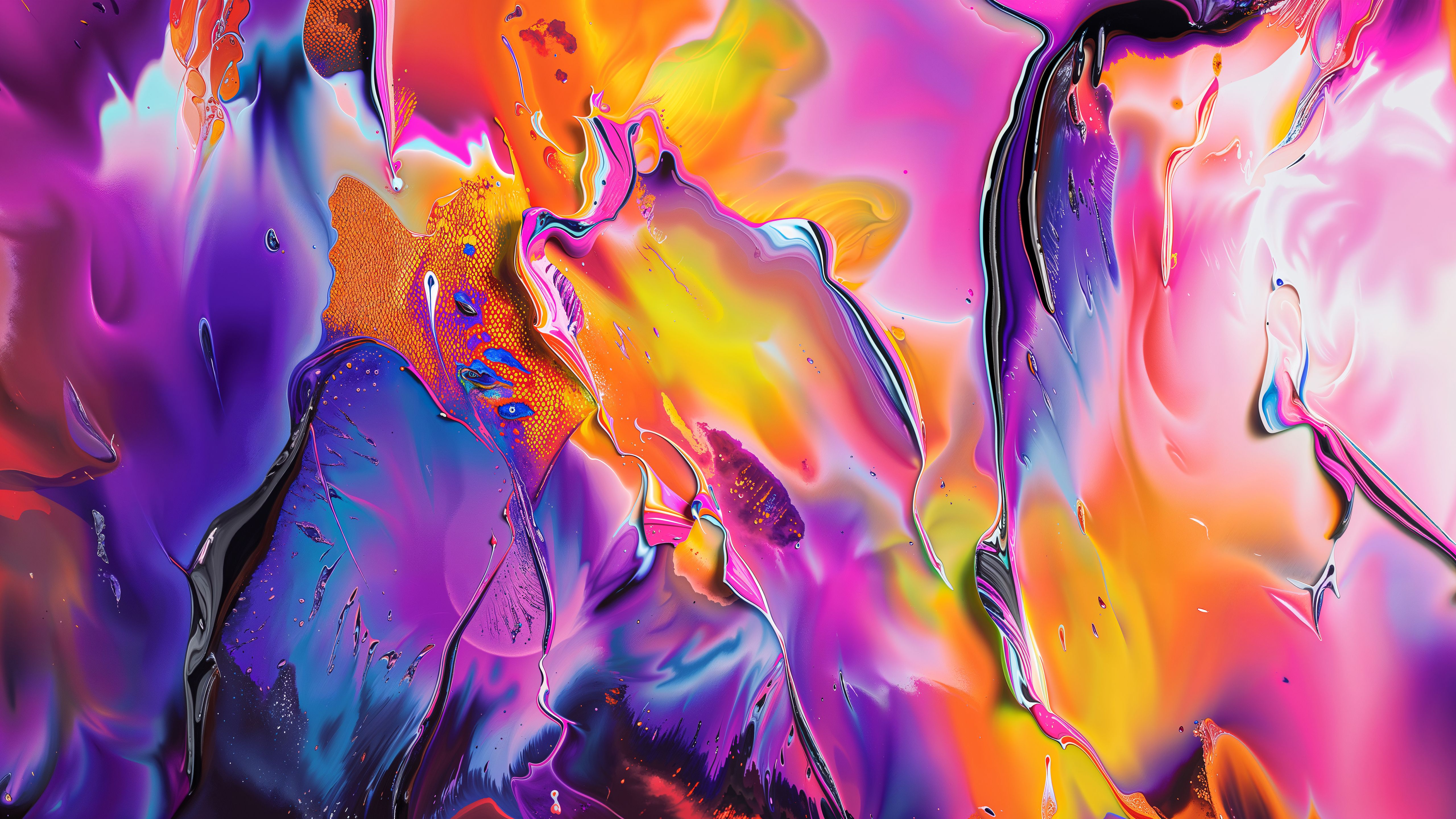 5120x2880 Multicolor Wallpaper 4K, Fluid art, Glossy