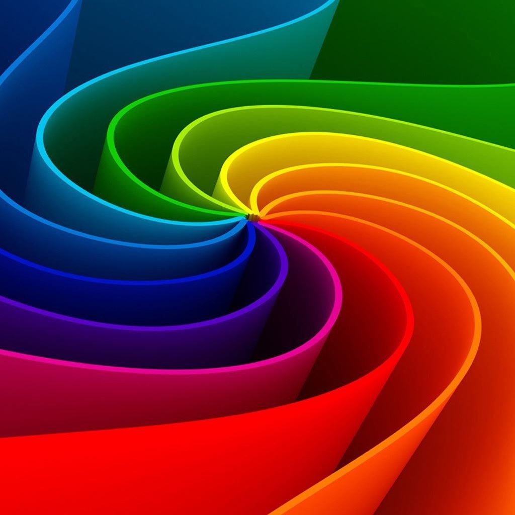 1024x1024 3D Abstract Rainbow iPad Wallpaper Free Download