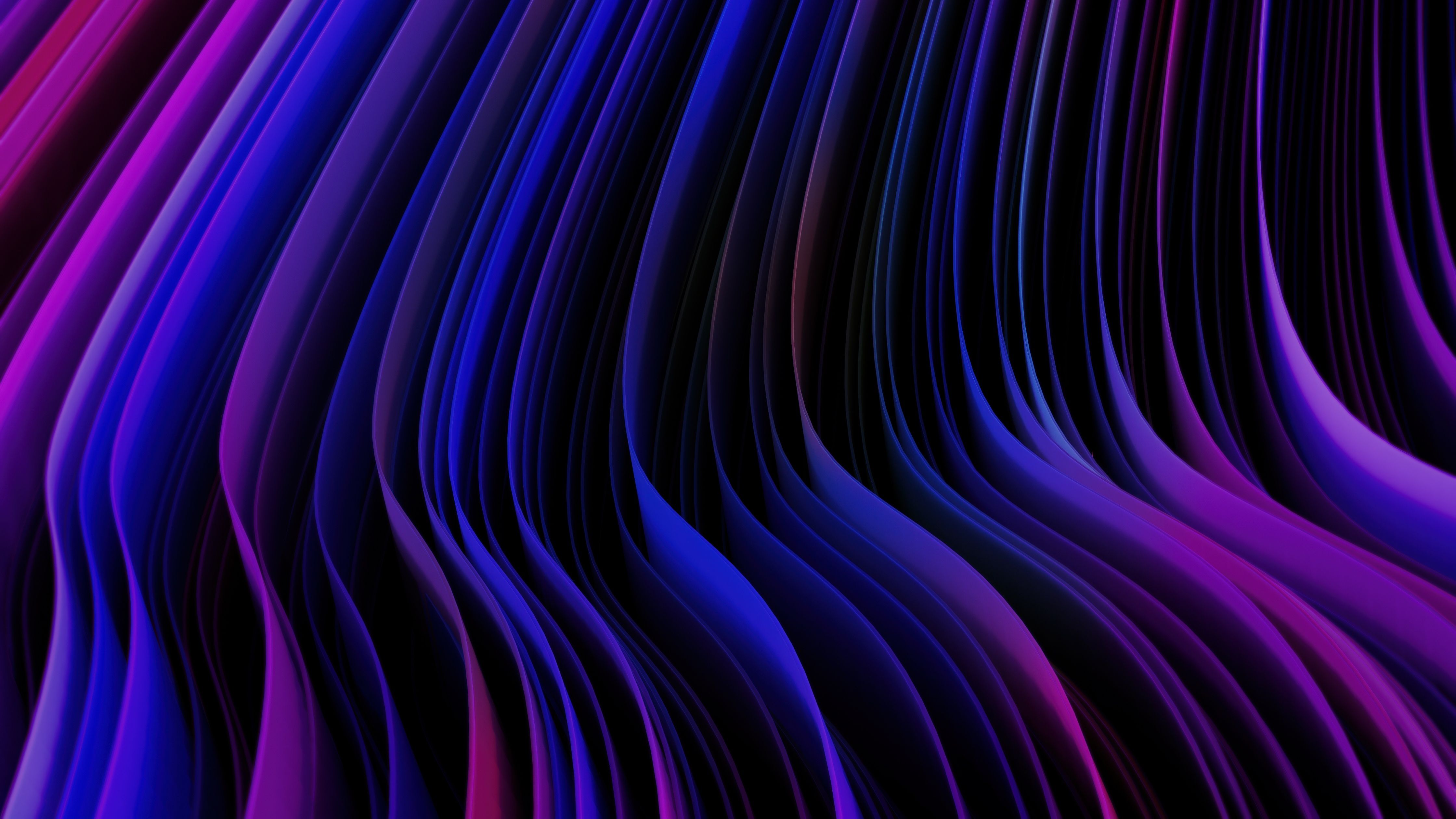 4480x2520 Neon Wallpaper 4K, Abstract Waves, 5K, Dark theme