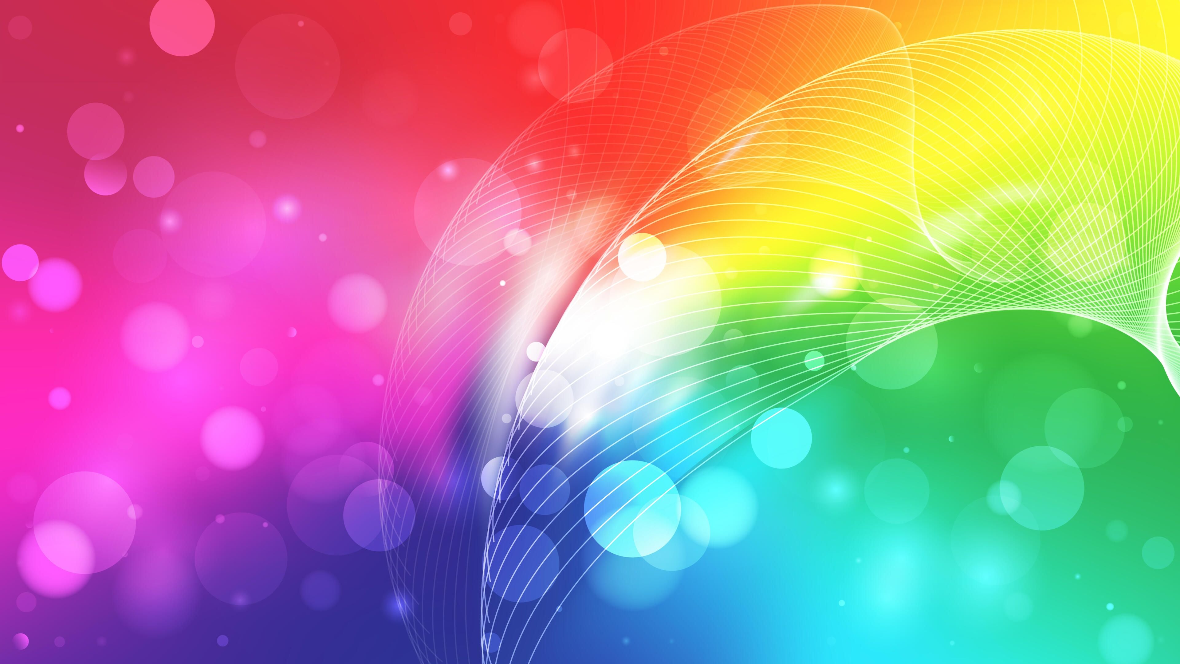 3840x2160 Free Download Abstract Rainbow Background with Bokeh