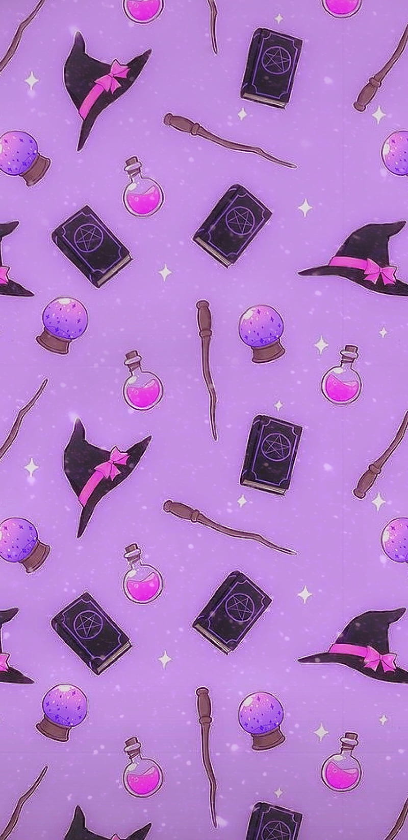 800x1644 Cut Witch Background, cute, halloween, purple, witch, HD phone wallpaper