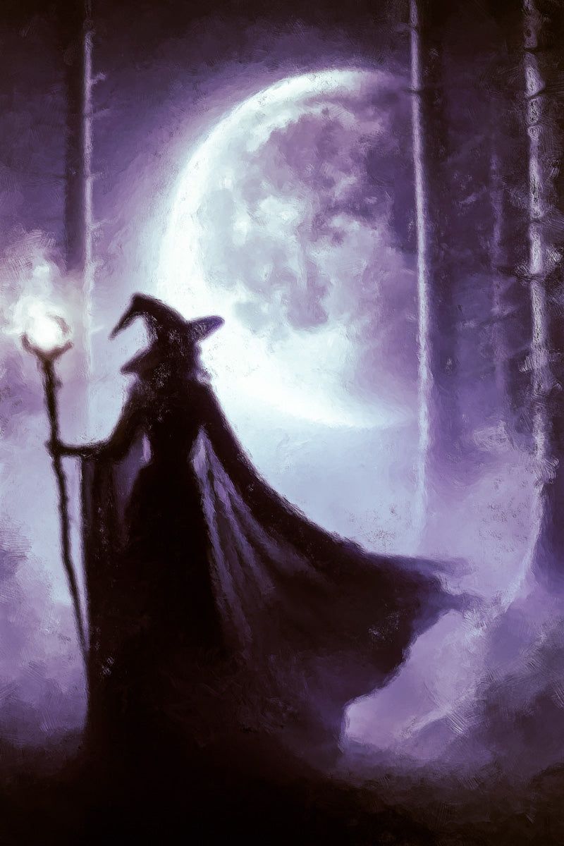 800x1200 Poster Silhouette Painting Print Creepy Moon Night Wall Art Vintage Halloween Poster Moody Aesthetic