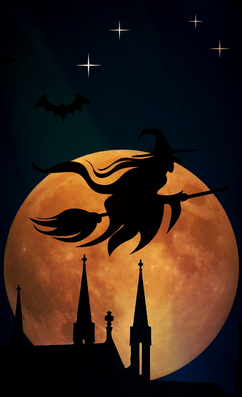 800x1315 Halloween, black, pumpkins, theme, witch, HD phone wallpaper
