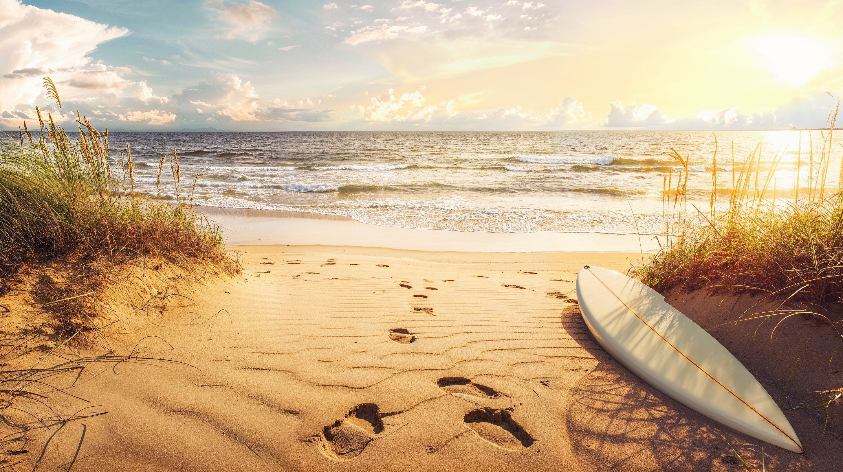 2912x1632 Summer Surf Escape Beach Wallpaper