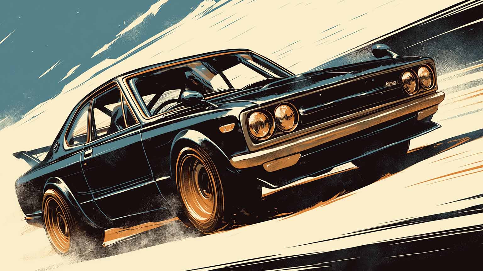 1536x864 Retro JDM Car Drift King Desktop Wallpaper Drift Wallpaper