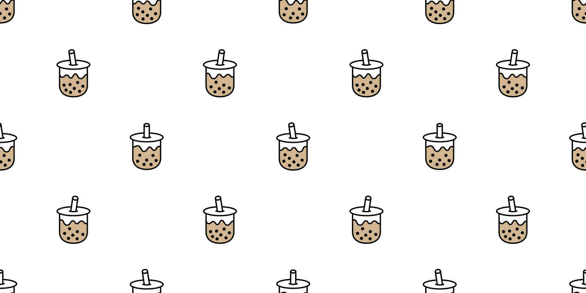 1920x960 Boba tea seamless pattern vector bubble milk tea scarf isolated repeat wallpaper tile background illustration doodle design