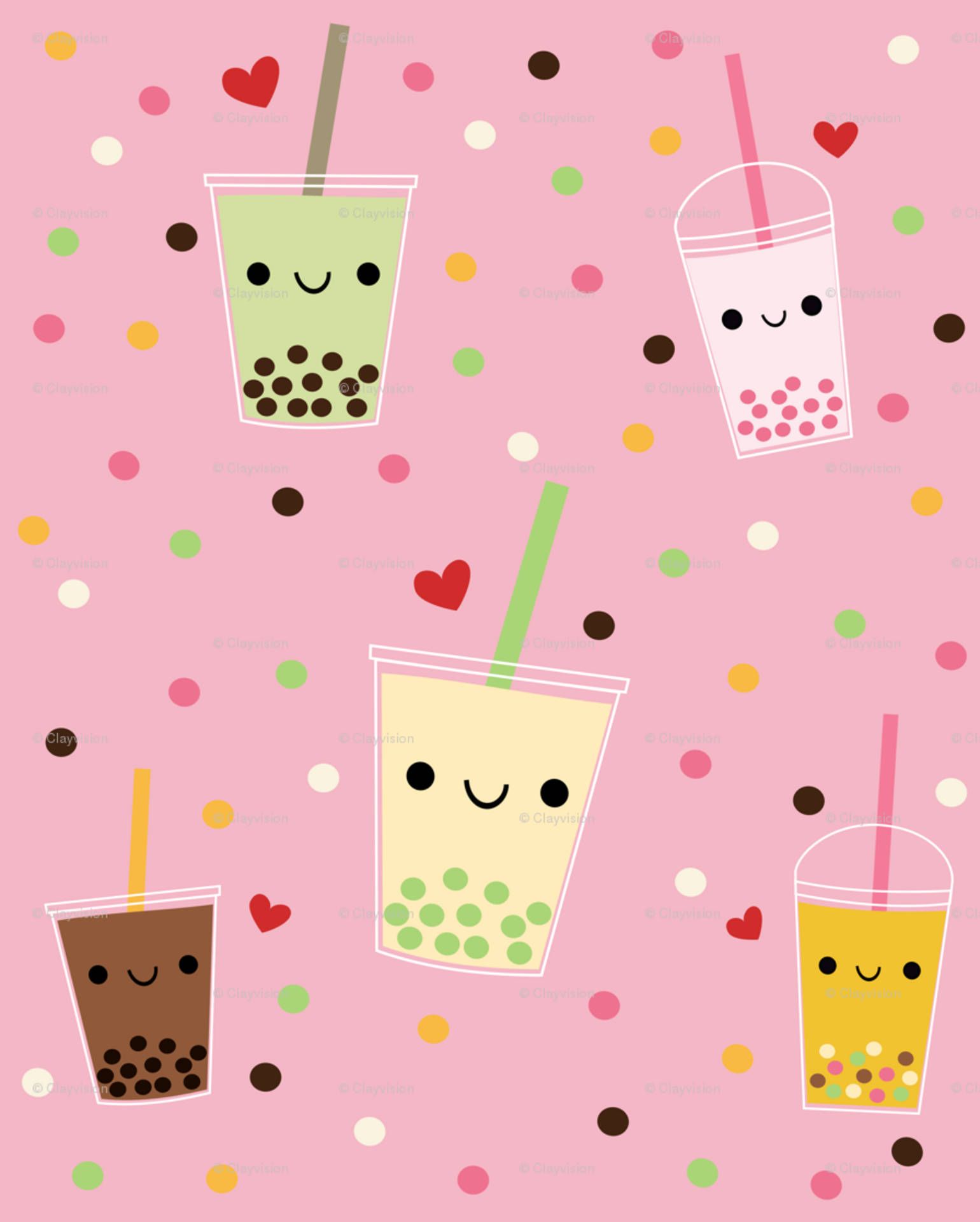1540x1920 Cute Bubble Tea Wallpaper