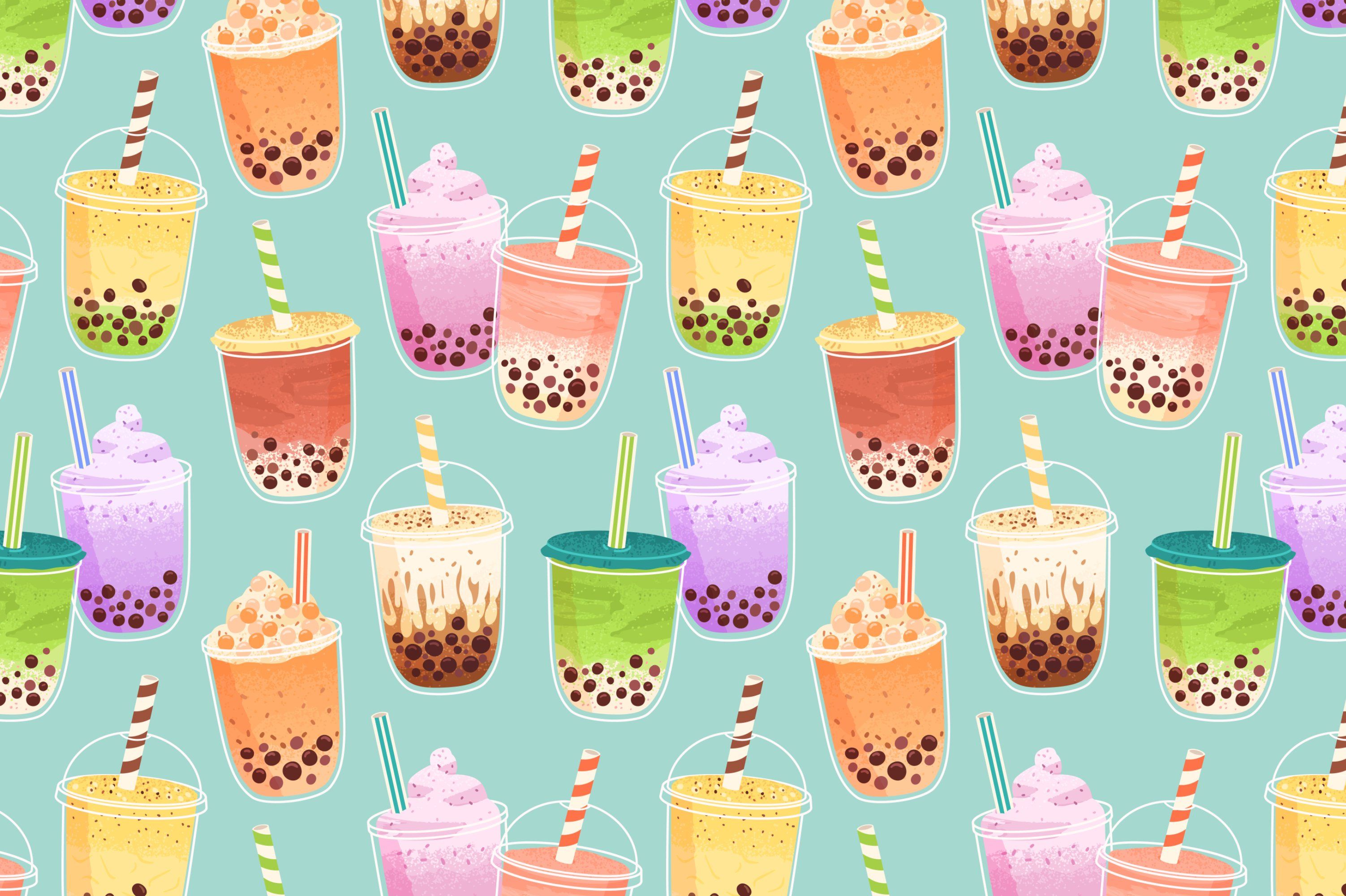 3005x2000 Bubble milk tea seamless patterns