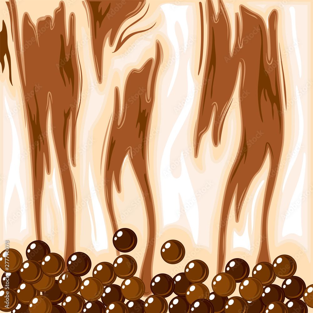 1000x1000 Vector of bubble tea in brown sugar milk tea for background Stock Vector