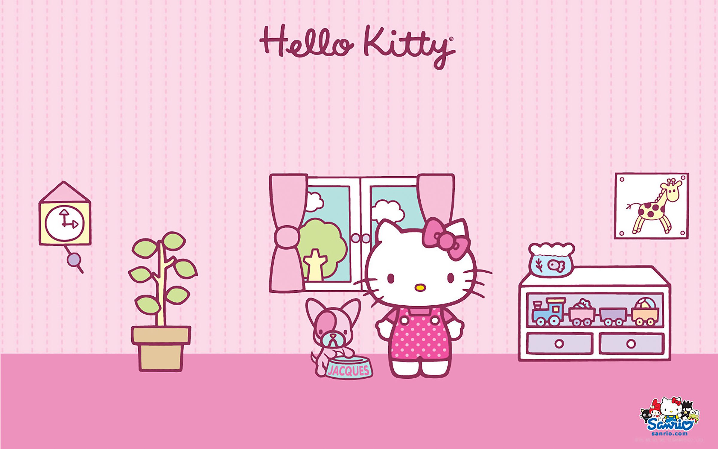 2400x1500 Sanrio Hello Kitty Cute Pink Playroom Wallpaper
