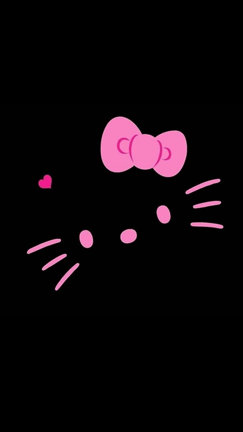 800x1422 Hello Kitty, black, minimal, pink, HD phone wallpaper