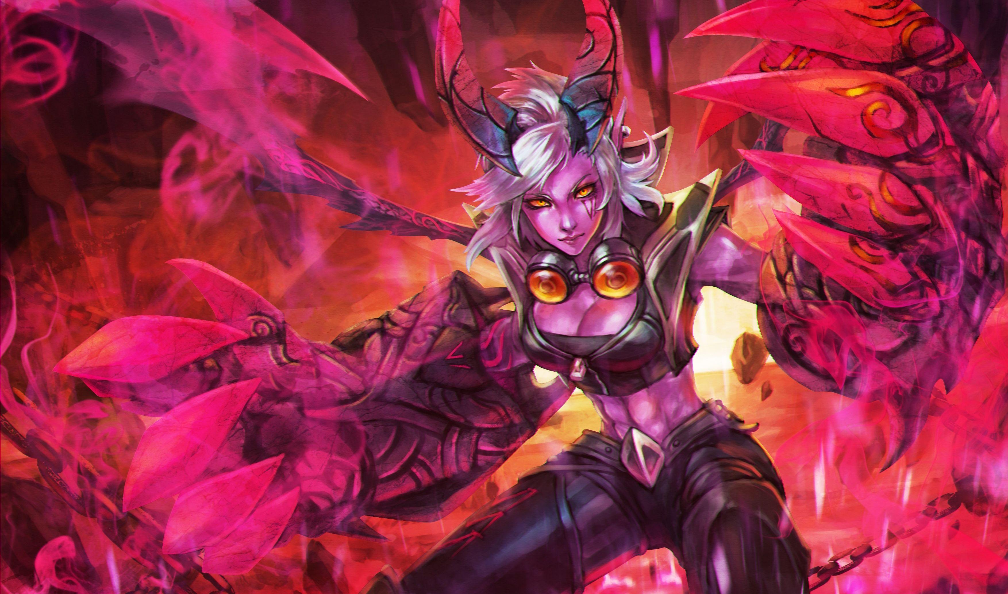 3508x2068 Desktop Wallpaper LOL demon warrior Piltover Enforcer Demon Vi