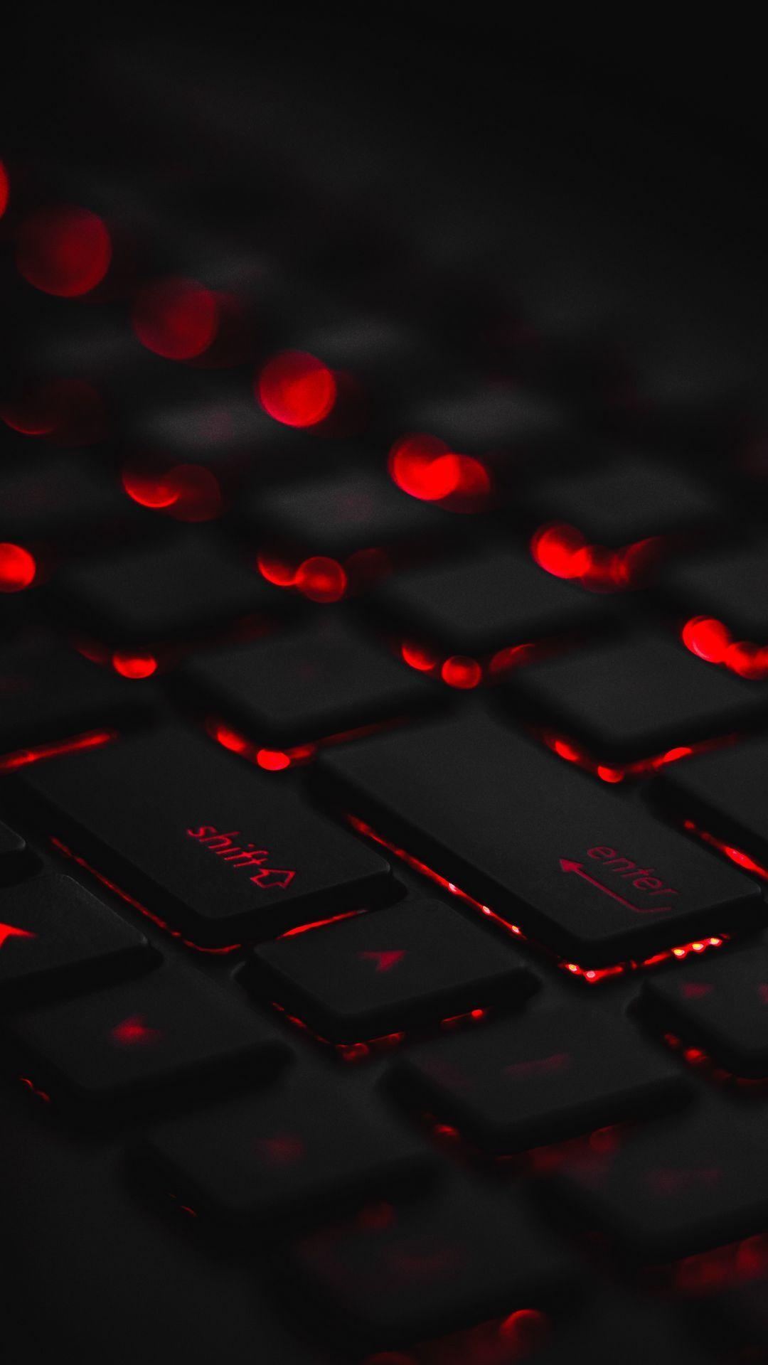 1080x1920 Download wallpaper 1080x1920 keyboard, backlight, red, glare