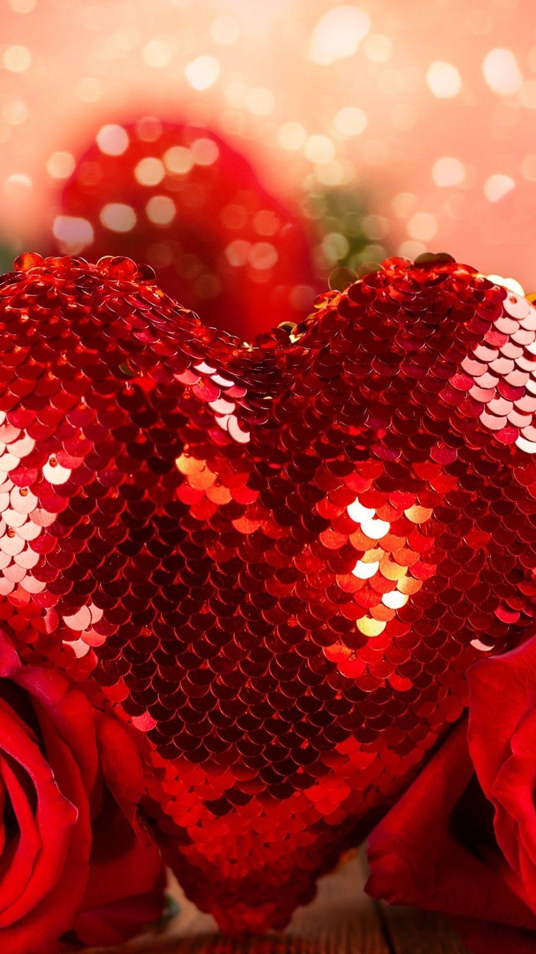 1080x1920 Download 1080x1920 Red Roses, Romance, Heart, Bokeh Wallpaper