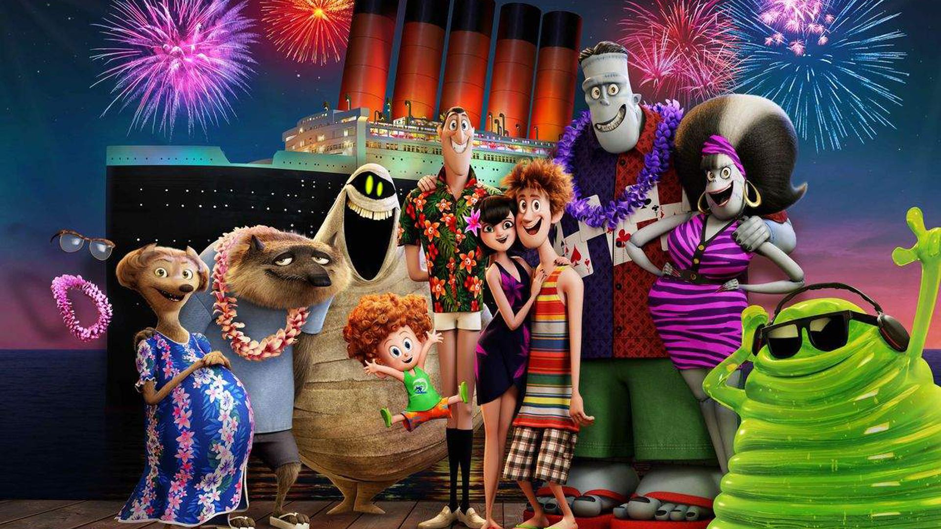 1920x1080 Wanda Mavis Griffin Dennis Winnie Wayne HD Hotel Transylvania 4 Wallpaper