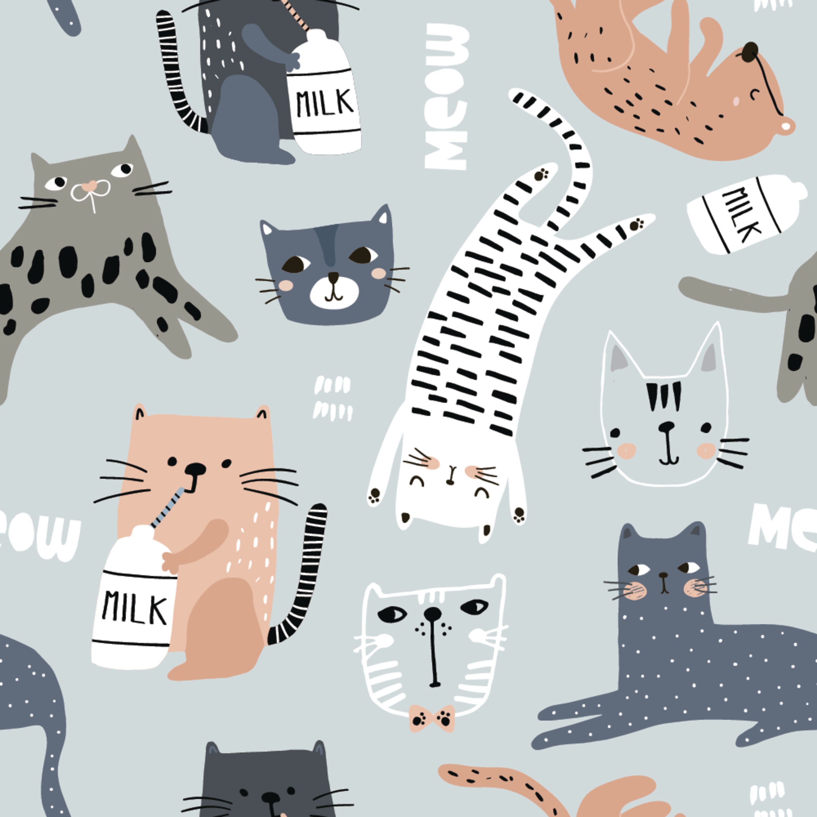 3200x3200 Funny Cat Pattern Wallpaper Your Way