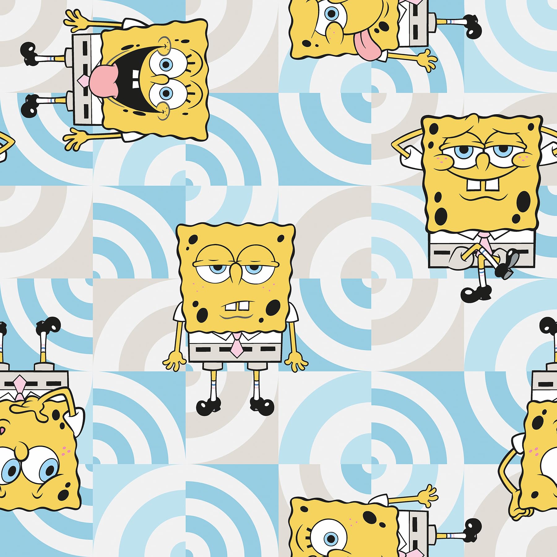 1800x1800 RoomMates Spongebob Squarepants Funny Faces Peel and Stick Wallpaper, RMK12746PLW