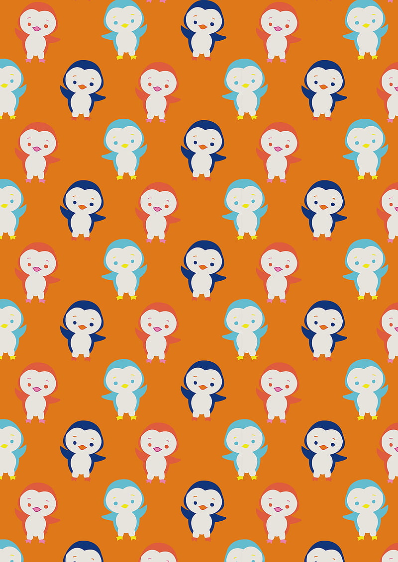 800x1131 Penguins, cute, funny, pattern, colorful, HD phone wallpaper