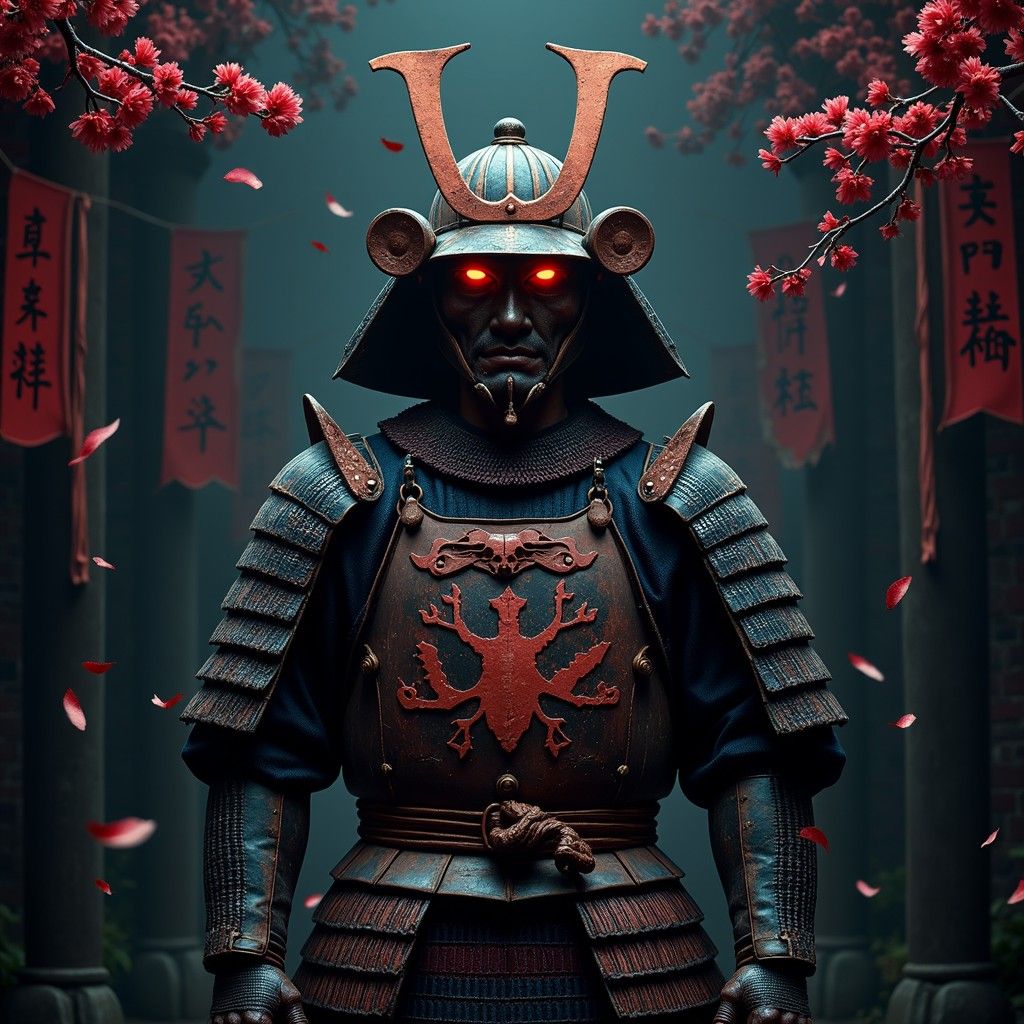 1024x1024 Free Blood Moon Samurai Image, Warrior, Crimson