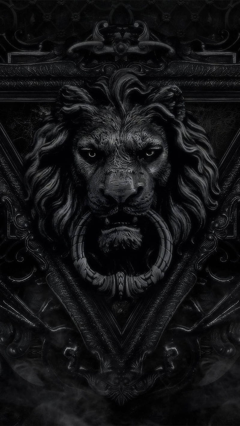 800x1422 Lion door knocker, black, gothic, welcome, jesus, samurai, cross, warriors, vader, HD phone wallpaper