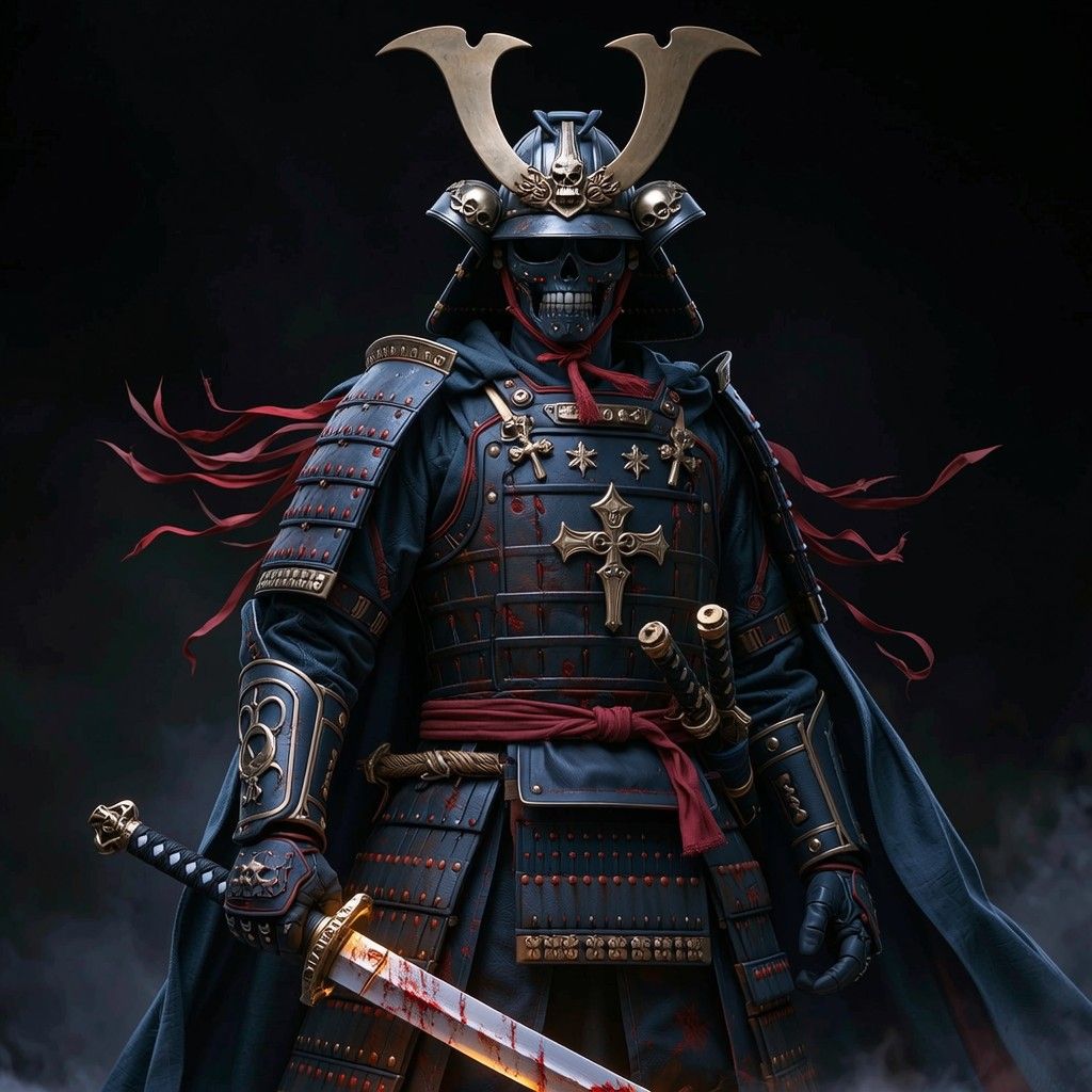 1024x1024 Free Samurai Cat Warrior Image, Samurai, Moon