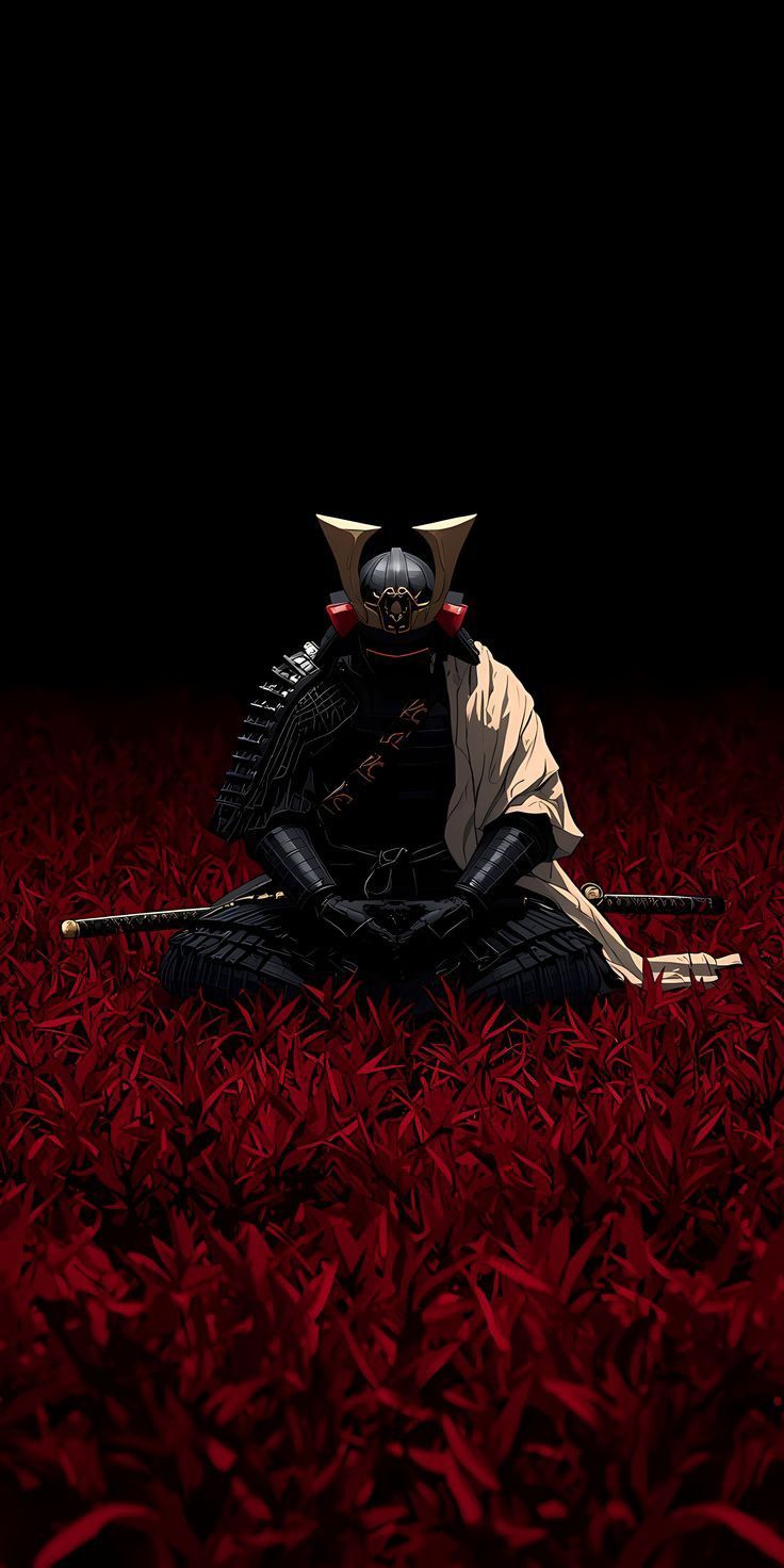 736x1472 Samurai Black Wallpaper