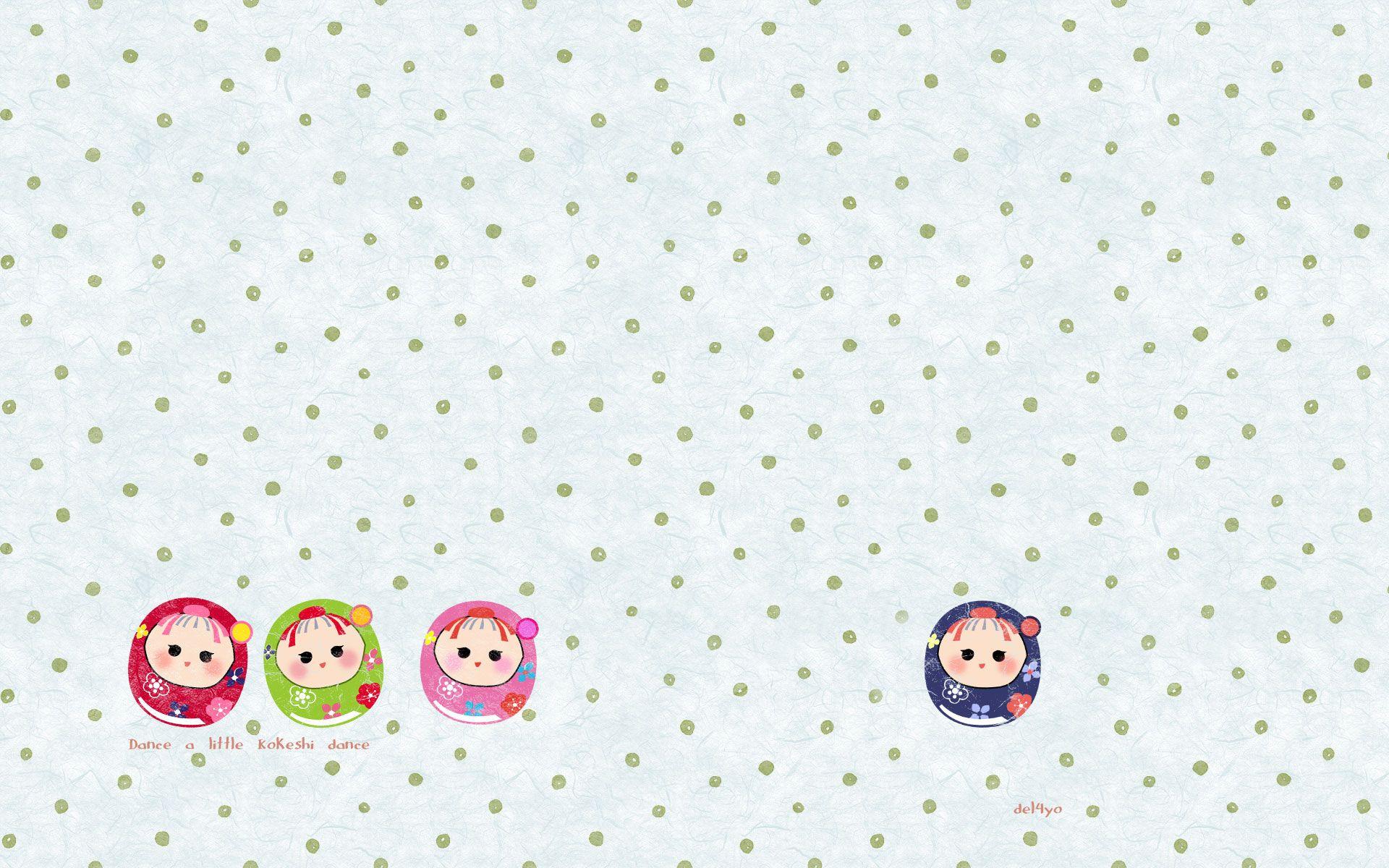 1920x1200 Kokeshi, dolls, desktop, kawaii, cute, background, japan