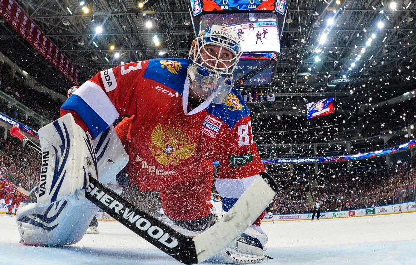 1332x850 Wallpaper Canada, helmet, Russia, coat of arms, stick, hockey