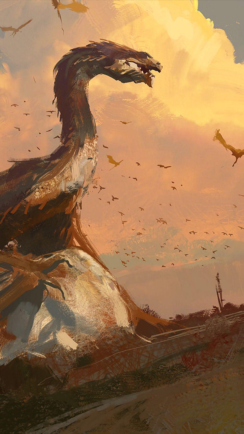 938x1668 Download wallpaper 938x1668 dragon, dragons, art, creature