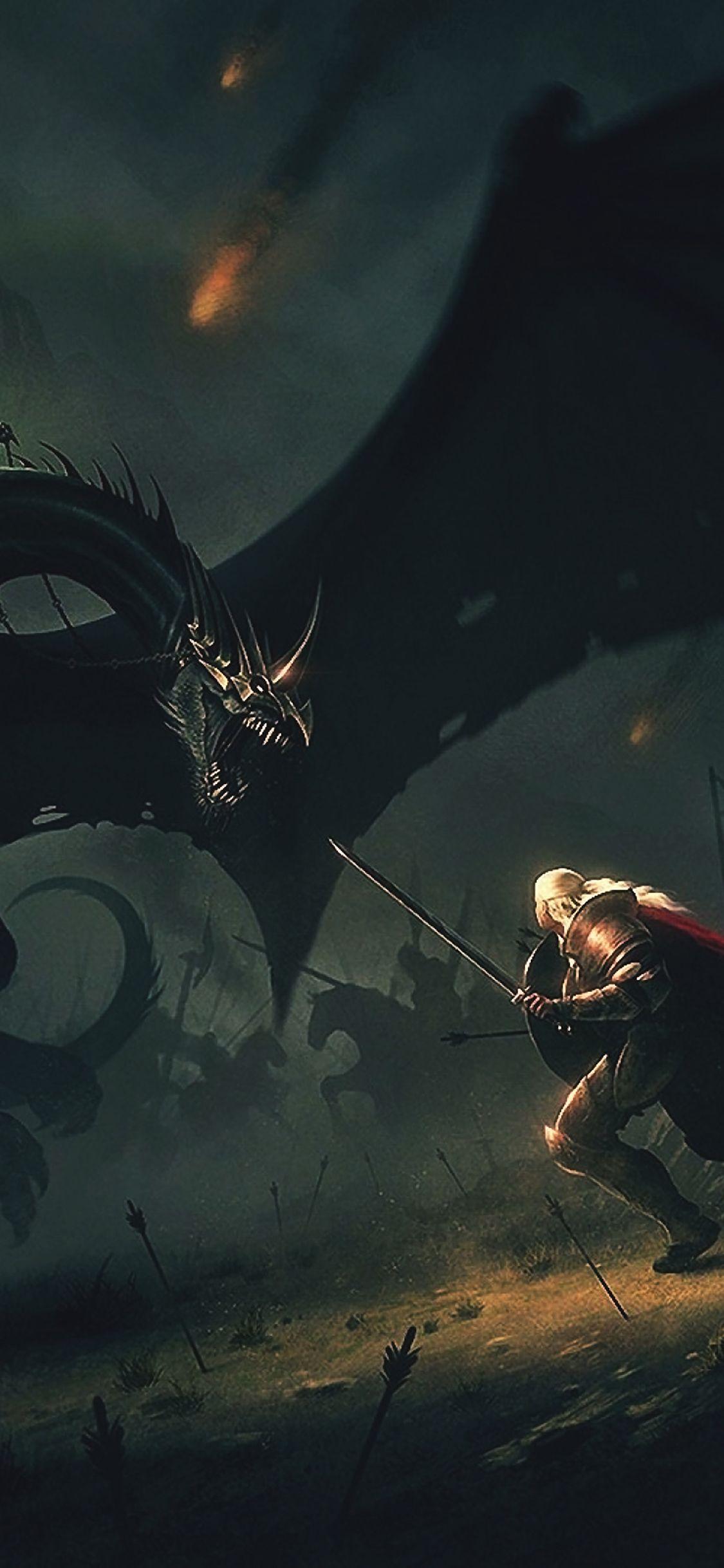 1125x2436 wings dragons boss lord of the rings illust art