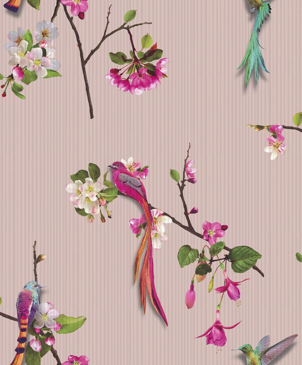1000x1208 Chinese Oriental Birds Pink Wallpaper Flowers Luxury Textured Vinyl
