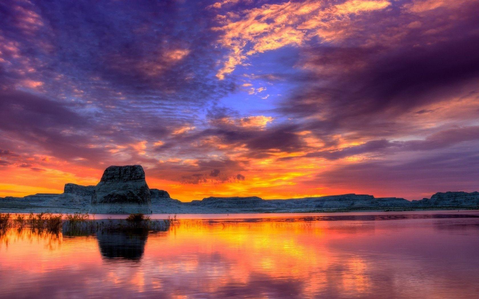 1680x1050 Free download HD Lake Sunset Best Ultra HD Wallpaper 1920x1080