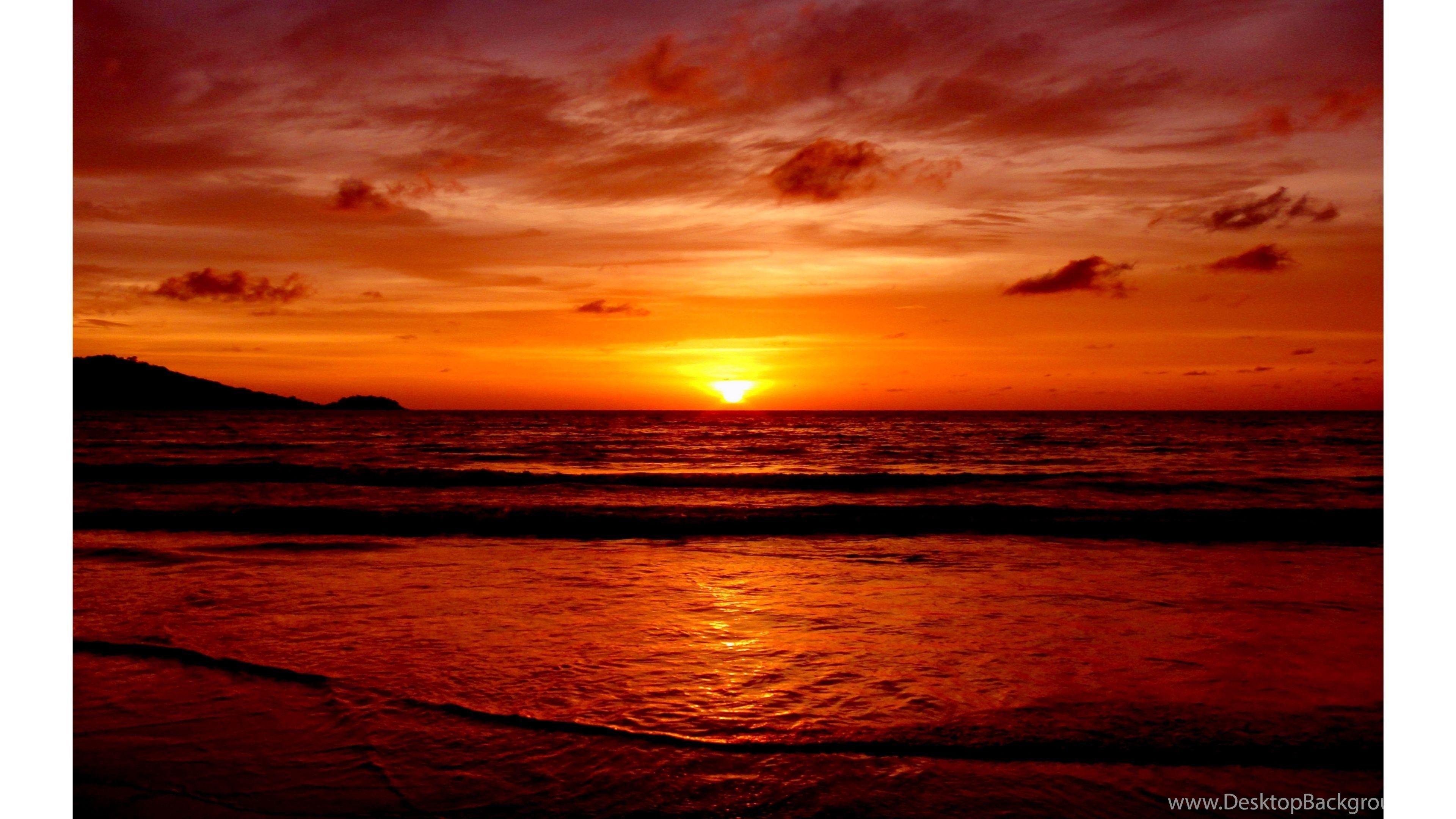 3840x2160 Peaceful Surf 4K Sunset Wallpaper Desktop Background