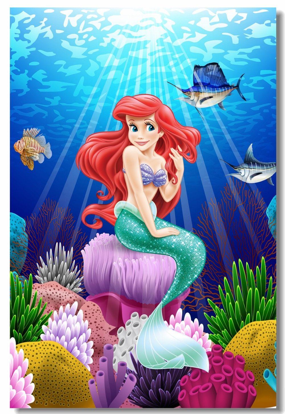 1000x1449 Custom Printing Wall Mural The Little Mermaid Poster Princess