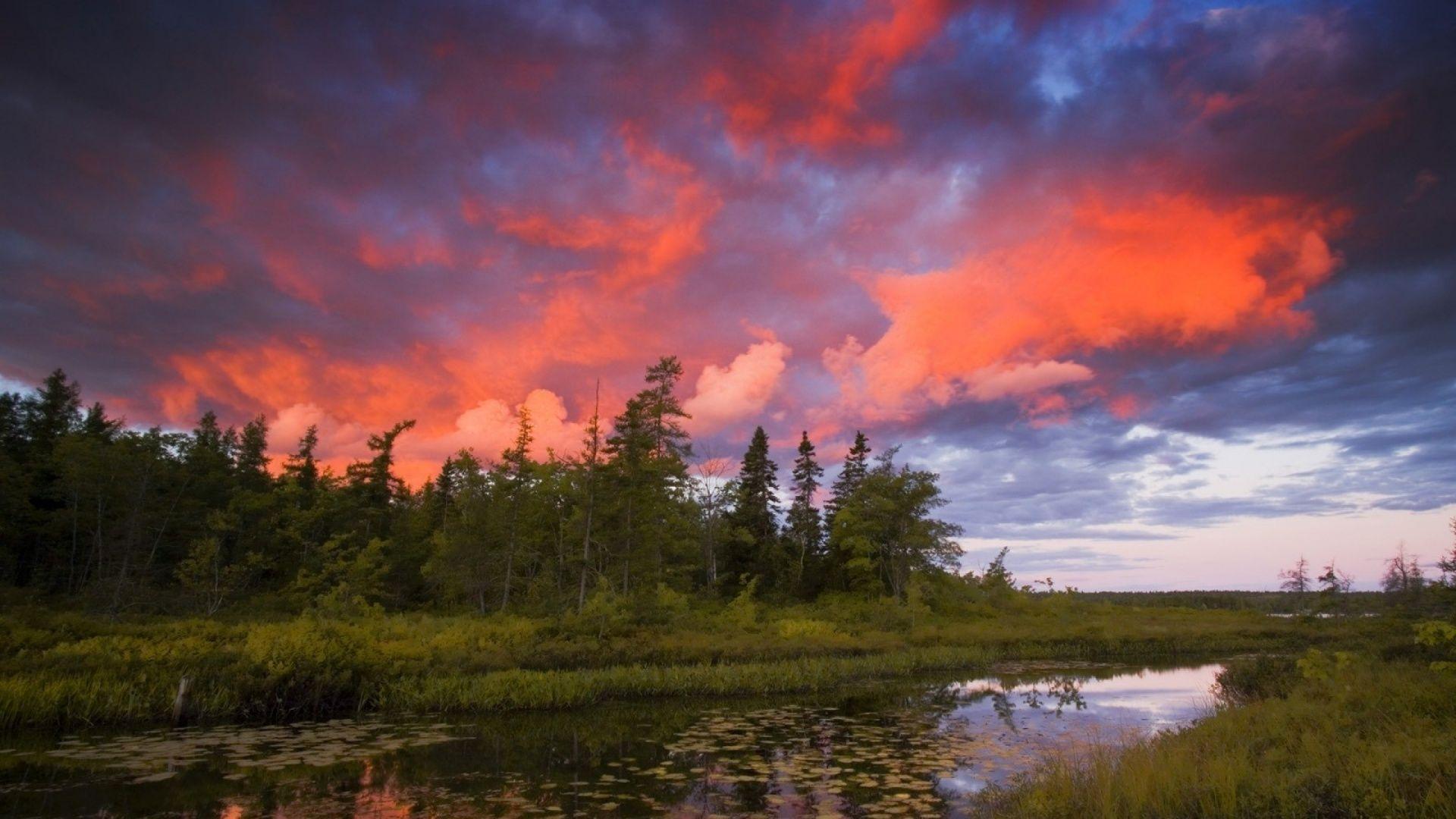 1920x1080 Rocky Lake Nova Scotia Sunset desktop PC and Mac wallpaper