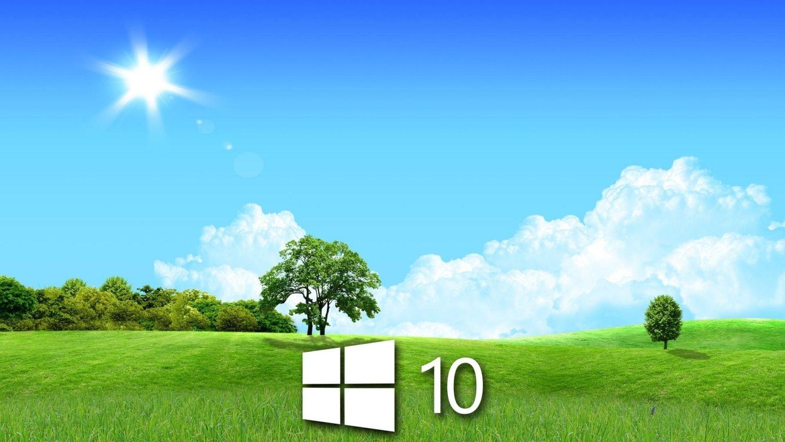 1536x864 Free download Windows 10 in the spring simple logo wallpaper
