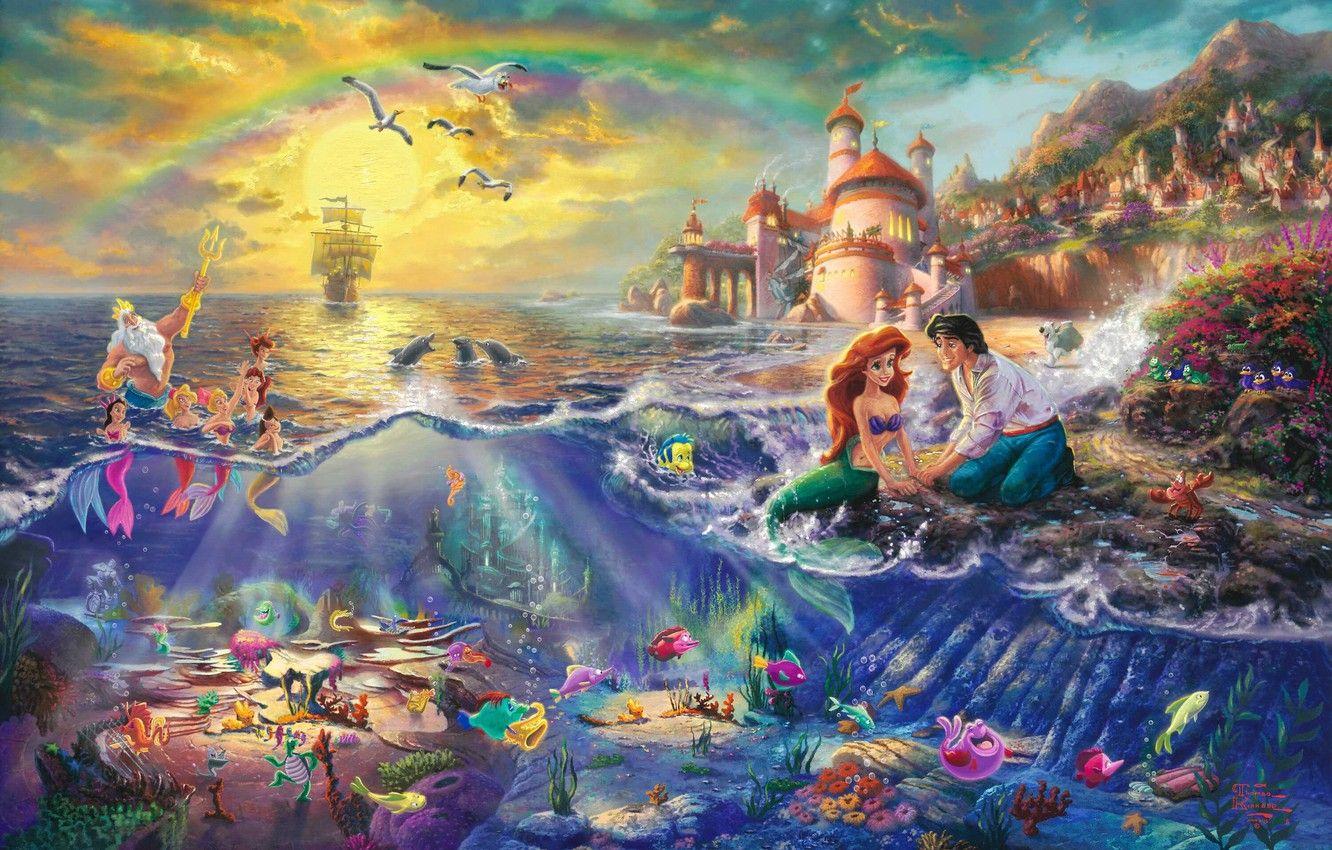 1332x850 Wallpaper castle, cartoon, rainbow, sail, Prince, painting