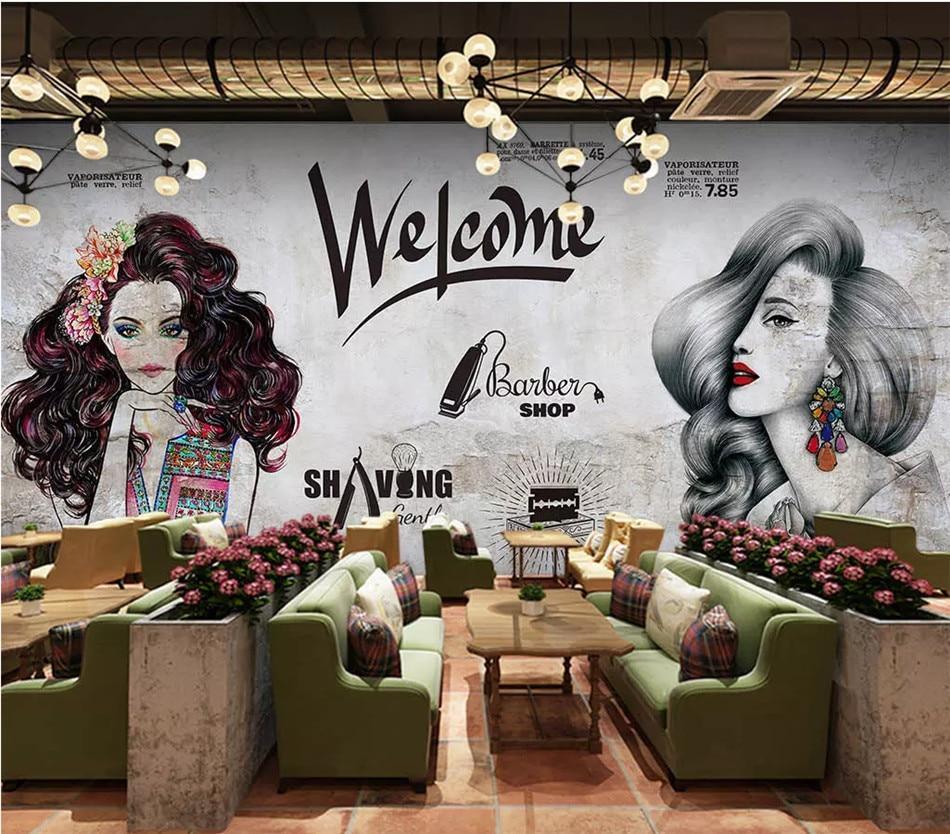 950x834 Vintage Barber Shop Mural Wallpaper Hair Salon Wallcovering
