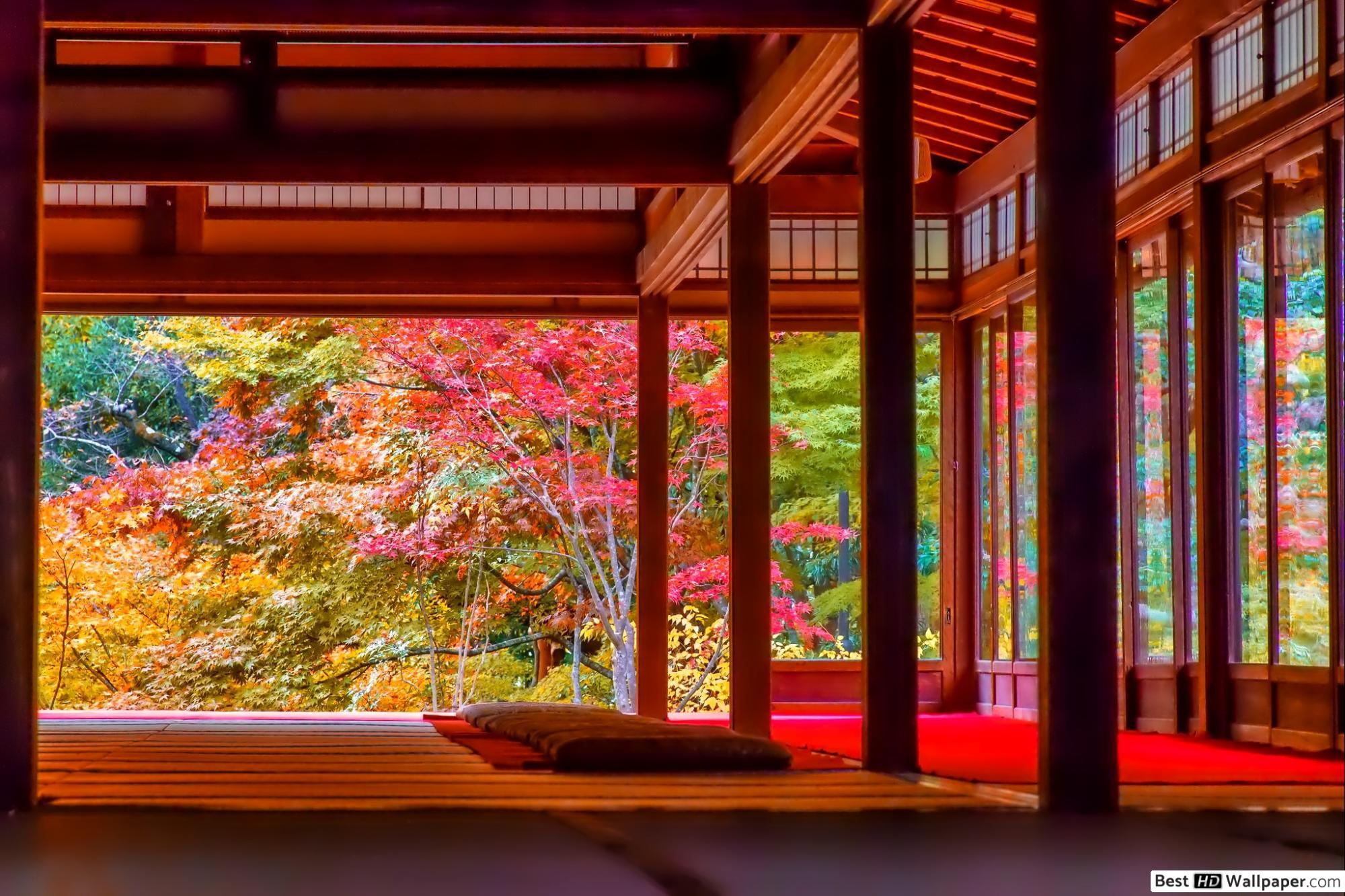 2000x1333 Japanese House in Autumn HD wallpaper download