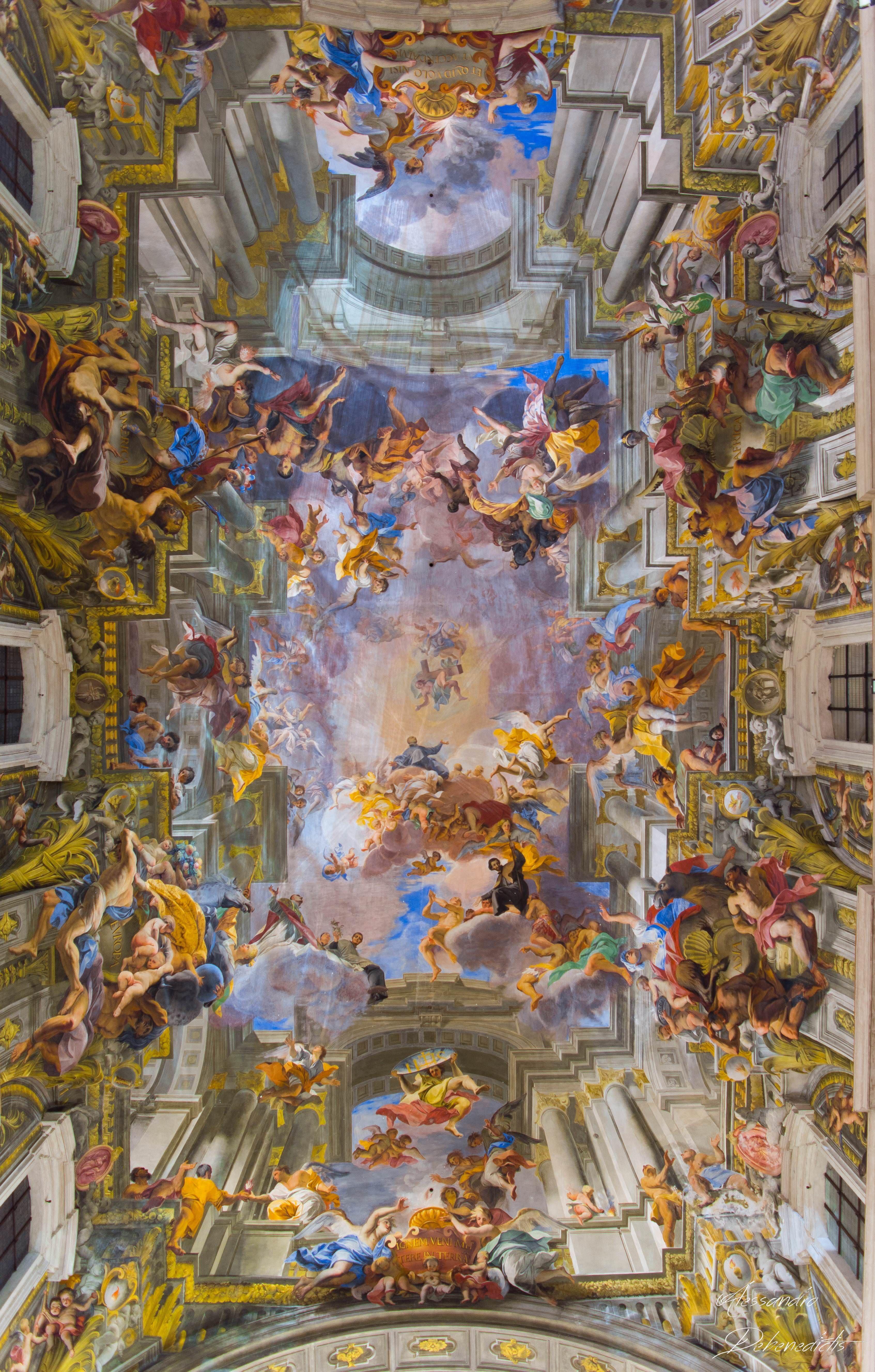 3387x5313 year old 3D painting on a flat ceiling. Baroque painting